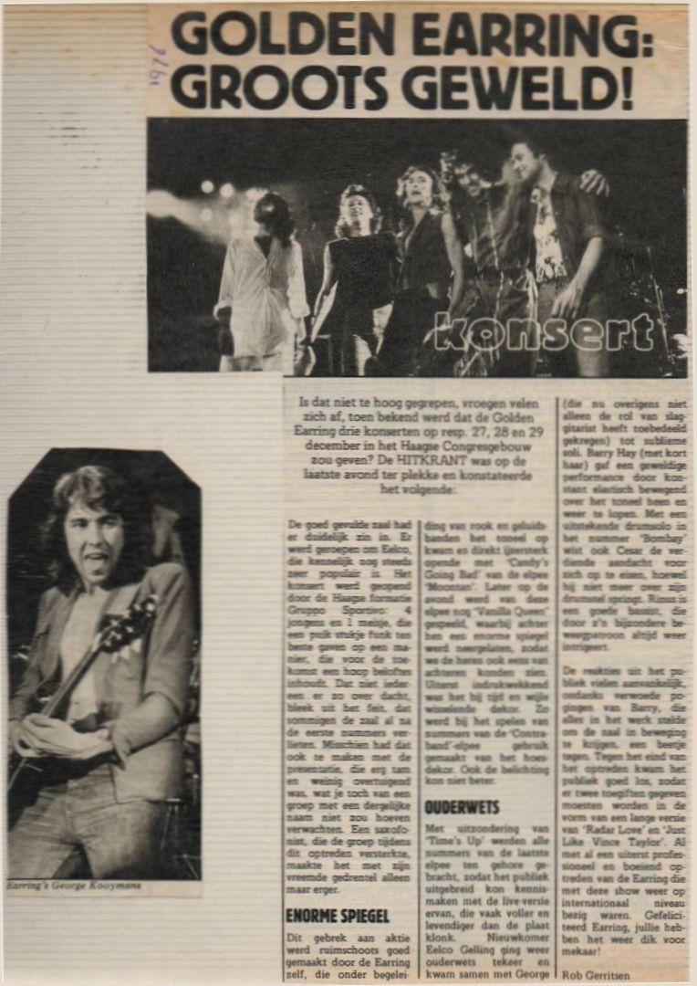 Hitkrant magazine show review: Golden Earring: Groots Geweld!
